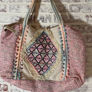 Womens America Beyond Totes | Bubble Gum Embroidered Shoulder Bag